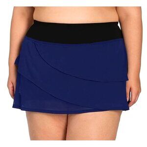 Womens Swim Skort Bottom Built-In Brief Ruffle Design Elastic WaistbandSize 18W